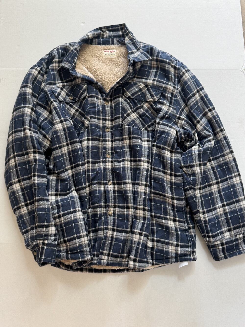 Wrangler Plaid Flannel Shacket Mens Size 2XL Sherpa Lined Jacket